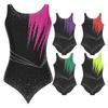Women Shiny Rhinestone Ballet Dance Leotard Rhythmic Gymnastics Athletic Activewear Competition Costume Sheer Mesh Bodysuit