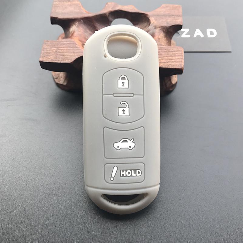 ZAD Silicone Car Key Cover Case For Mazda 2 3 5 6 8 CX5 CX7 CX9 M6 GT 2016 2017 2022 Remote Key Car-stying FOB 4 Buttons