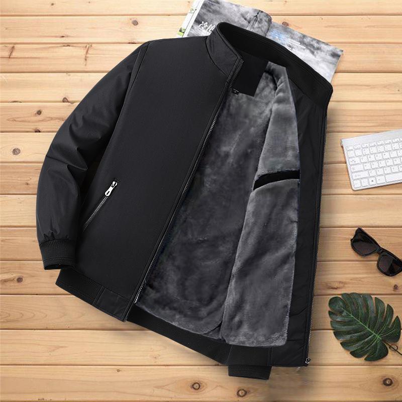 Men's Fall and Winter Fleece Thickened Short Section Stand-up Collar Jacket Large Size Loose Business Tops