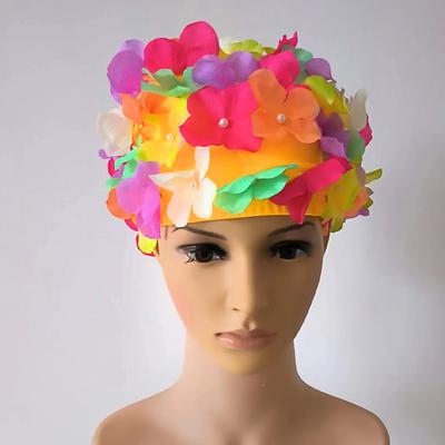 Pearl Petal Stretch Swimming Cap Flower Breathable Comfortable Swimming Cap Adult Swimming Cap