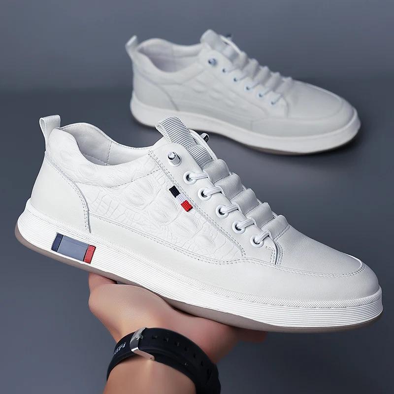 Модные высококачественные мужские повседневные кожаные туфли с крокодиловым узором — фото 6