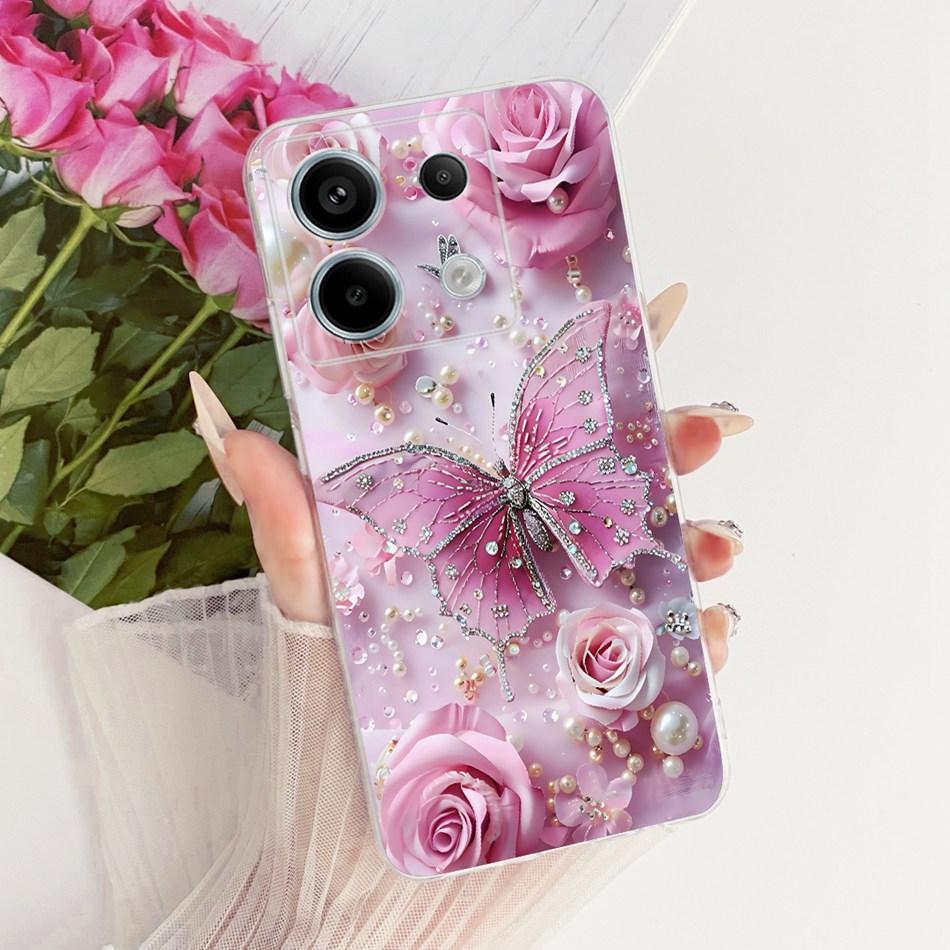 For Xiaomi Poco X6 Pro PocoX6 Cute Flower Butterfly Cat Painted Case For POCO X 6 X6Pro Soft Silicone TPU Phone Cases