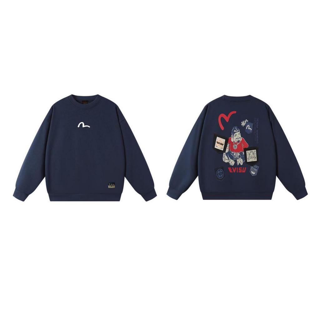 EVISU Fukujin 2025 Herbst-Hoodie: Herren Rundhals-Sweatshirt & Damen-T-Shirt mit neuem Druckmuster