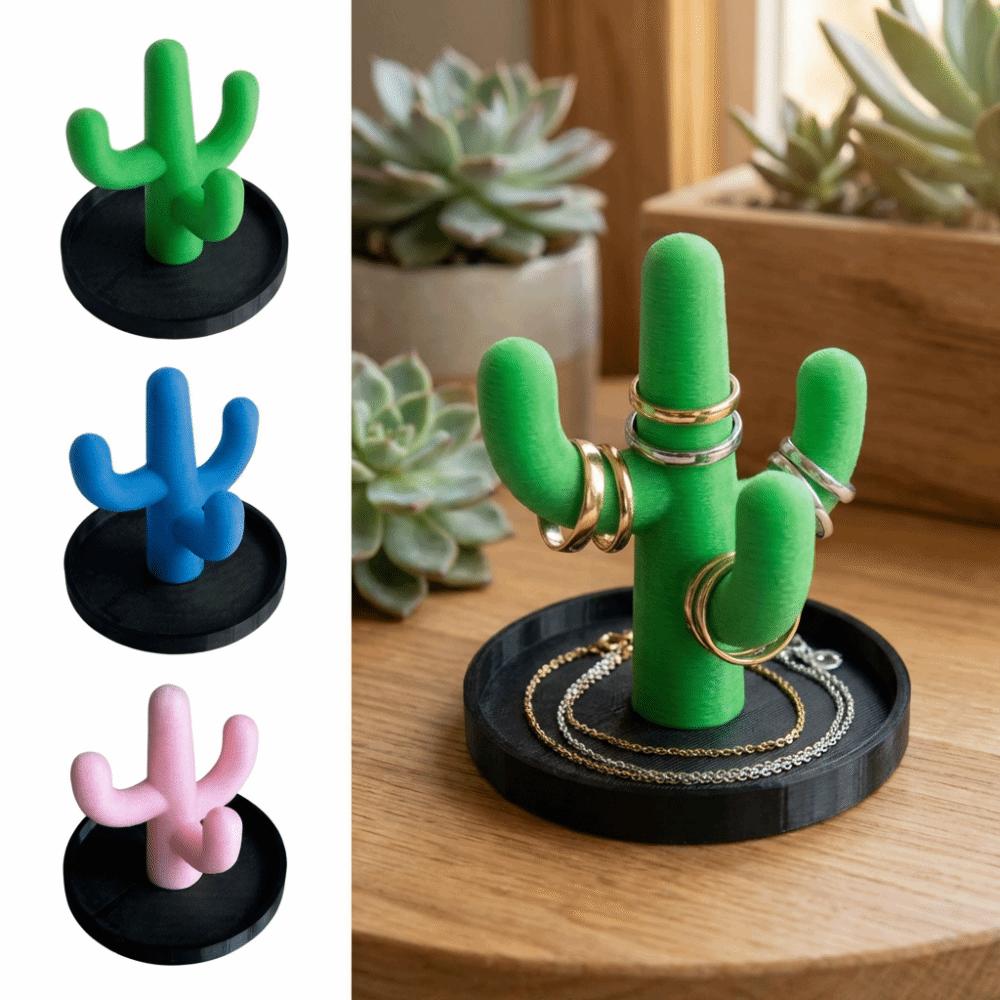 INS Cactus Ring Holder Creative Cactus Trinkets Plate Necklace Dish Mini Key Tray  Ring Display