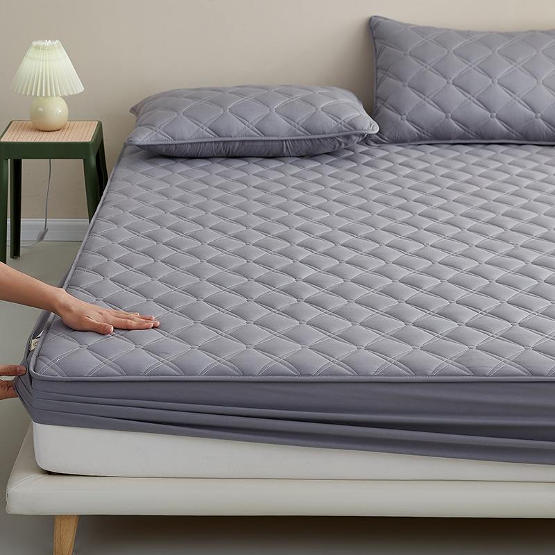 

Class A Pure Cotton Quilted Light Luxury Single Fitted Sheet Thickened Mattress Protector All-inclusive Dust Cover Bed Sheet Bed Cover 90 * 200Cm single bed hat