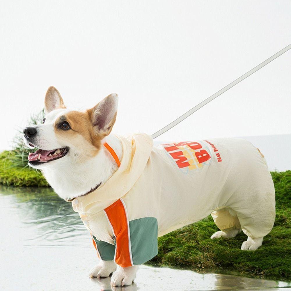 Full-Body Coverage Corgi Raincoat Waterproof Pet Rain Jacket Dog Hooded Raincoat  All Seasons