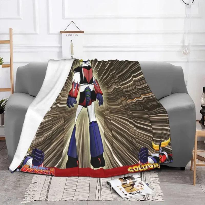 Goldrake UFO Robot Blanket Soft Flannel Fleece Warm Grendizer Mazinger Throw Blankets for Office Bedding Couch Bedspreads