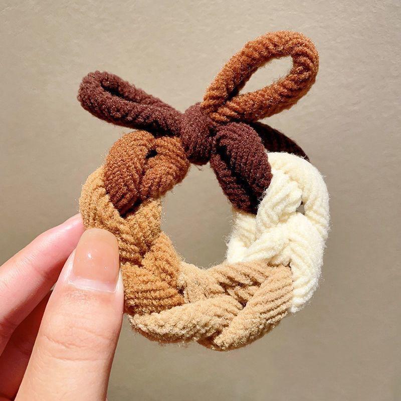 

Design Bow Hair Ties Colorful Hand-Woven Hair Ropes For Women High Elastic Scrunchies Thickened Hairband Hair Accessories