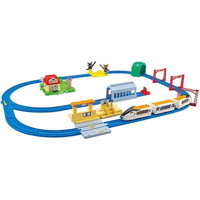 TAKARA TOMY Plarail Action Town Set with Train and Tomica Vehicles for Ages 3 and Up Toy
