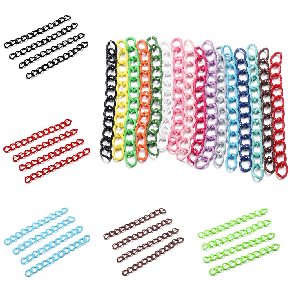 30Pcs/Lot 50mm Colourful Necklace Extension Chain Bulk Bracelet Extended Chains Tail Extender for DIY Jewelry Making Supplies