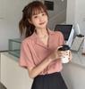2021 Spring Retro Korean Style Women's Short Sleeve Lapel Shirt