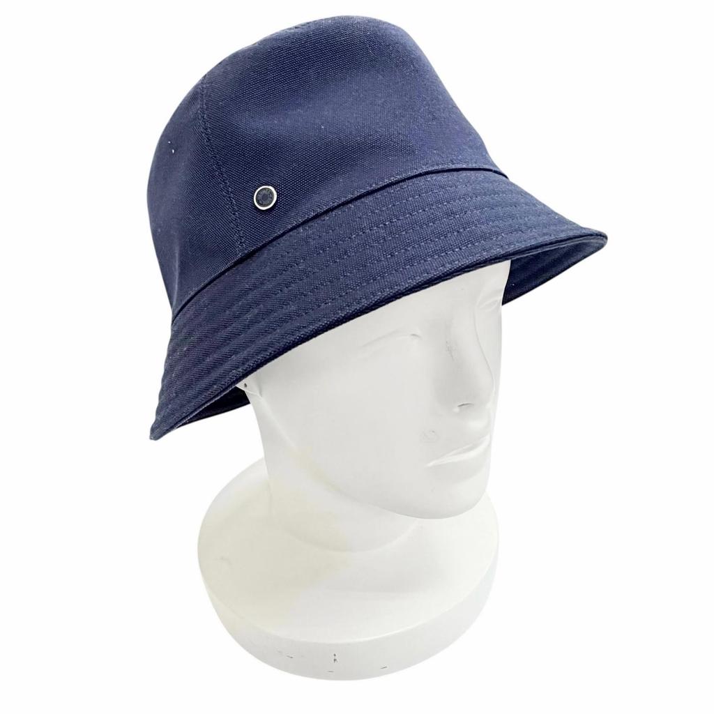 Excellent HERMES Hat EDEN Serie Parts Bucket Hat Navy Cotton Women 57 Used