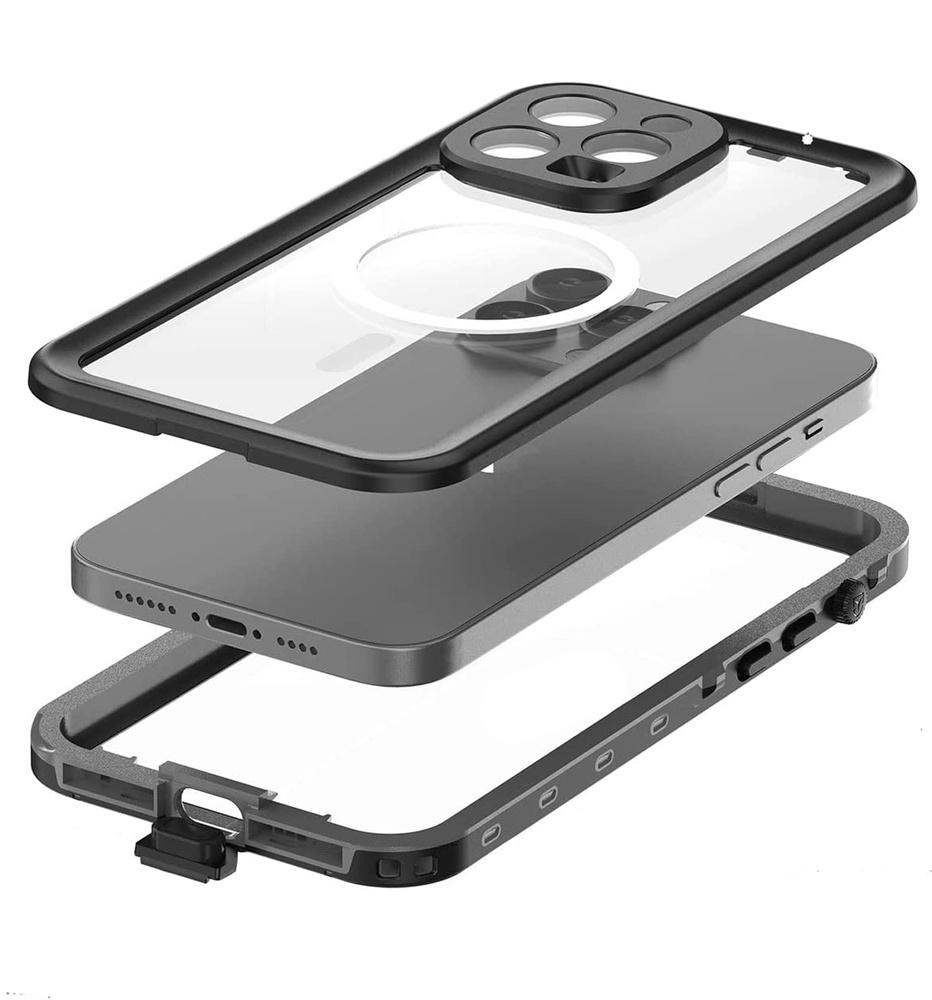 iPhone 14 Pro Max Waterproof Case, Redpepper, for MagSafe, Black
