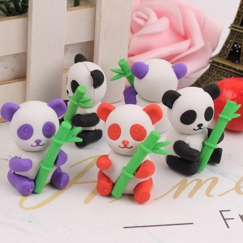 Cute Panda Bamboo Eraser Kawai Lovely Student Stationery Office School Supplies Holiday Gift Wholesale Erasers for Kids Pretty