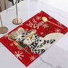 4/6/8PCS Christmas Tree Placemats Linen Non Slip Table Mats Rectangular Non Slip Dining Table for Kitchen Home Decor Essentials