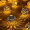 New Arrival Waterproof Solar LED Moroccan String Lights - Christmas Outdoor Wrought Iron Colored Ball Design
