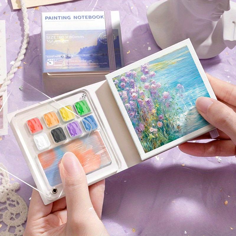 Mini Watercolor Paint Set with Notebook Palette Travel Art Supplies for Handmade Journal Outdoor Sketching Painting Kit gift