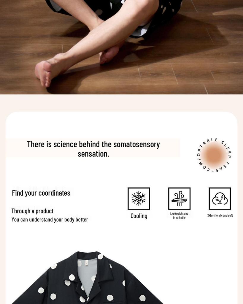 Men's Black Ice Silk Summer Pajama Set - Short-Sleeved Top with Shorts, Indoor/Outdoor Use, Luxurious Feel