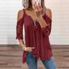 Off Shoulder Women Lace Blouse Summer Hollow Out Shirt Half Sleeve Zipper Casual Elegant V Neck Loose T Shirt