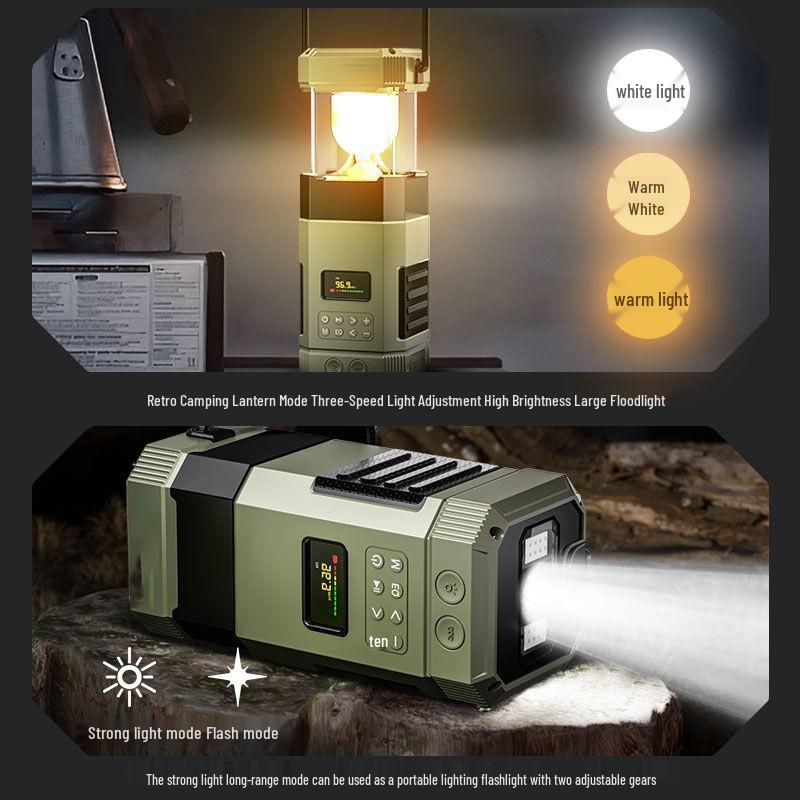 Portable Solar Lantern & Bluetooth Speaker with Hand-Crank Generator for Emergency Preparedness