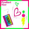 3 Pairs 80s 90s Neon Earrings for Women Glow Party Accessories Neon Jewelry for Halloween Costume Outfits