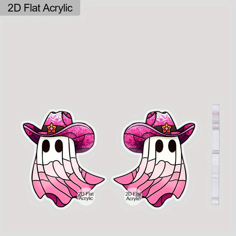 2D Flat Acrylic Halloween Pink Ghost Dangle Earrings Women's Accessories Charming Jewellery Gift