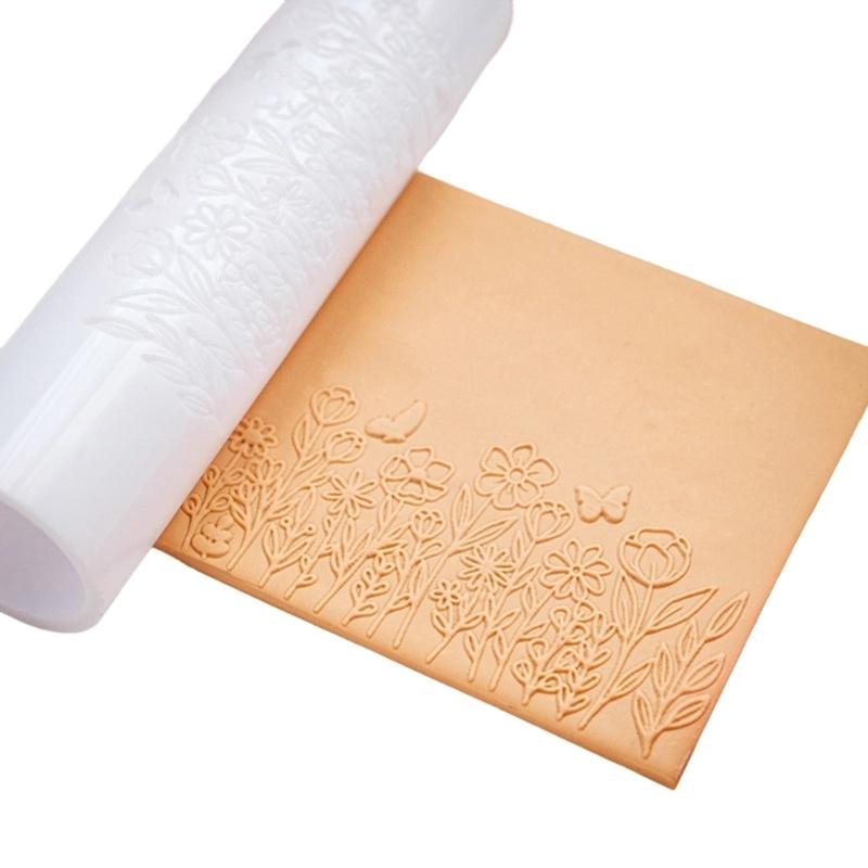 Ergonomic Floral Pattern Clay Embossing Roller For Polymer Jewelry Making Earrings Crafting Supplies Rolling Pin