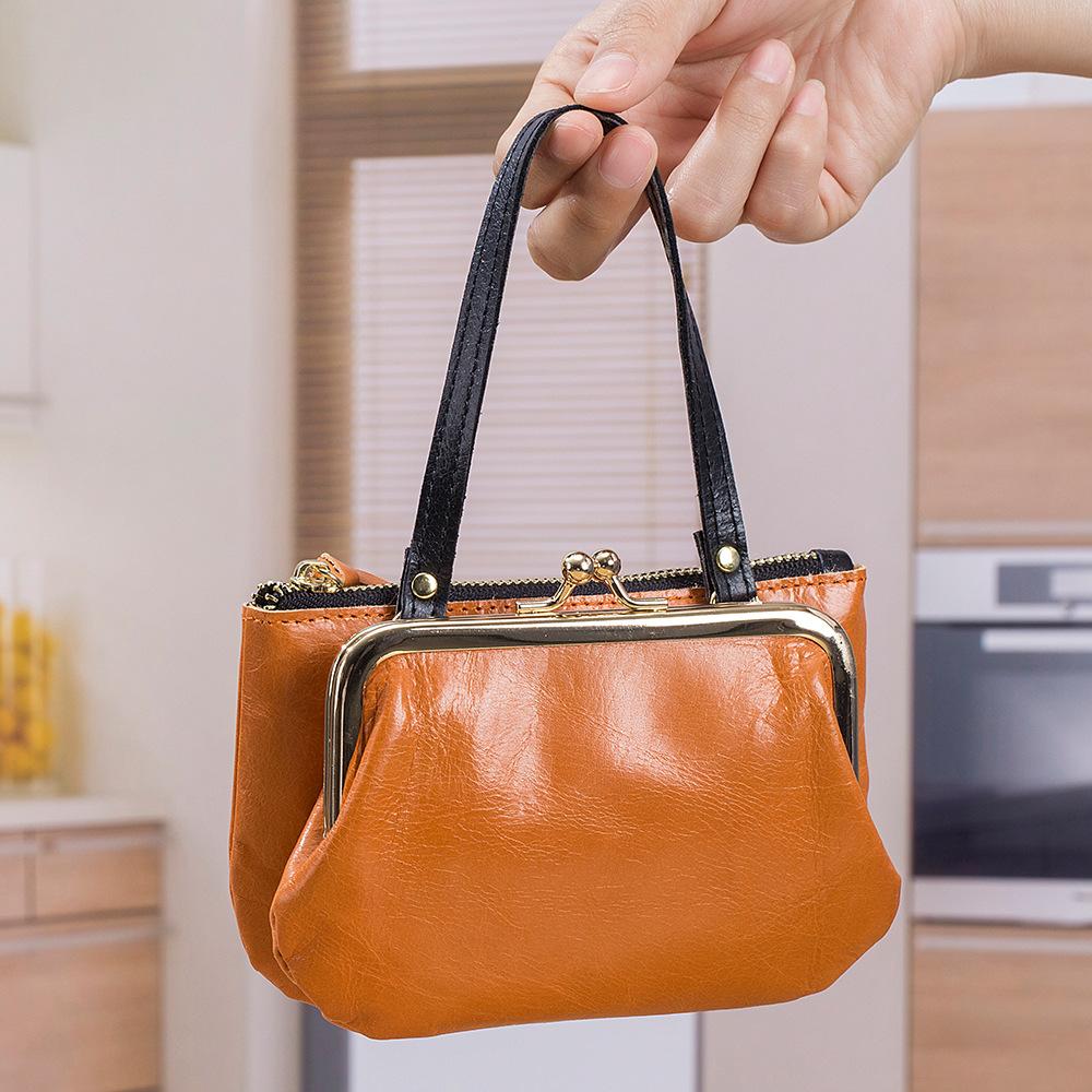 New Retro Creative Storage Gold Bag Japanese Handmade Change Bag Mini Double-layer Clip Bag Coin Bag
