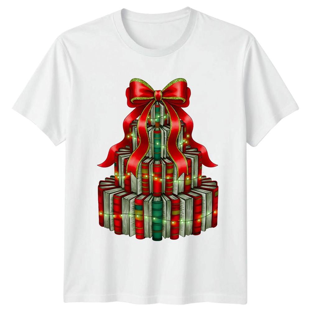 Holiday Christmas Books Bow Graphic Tee Unisex Unisex S