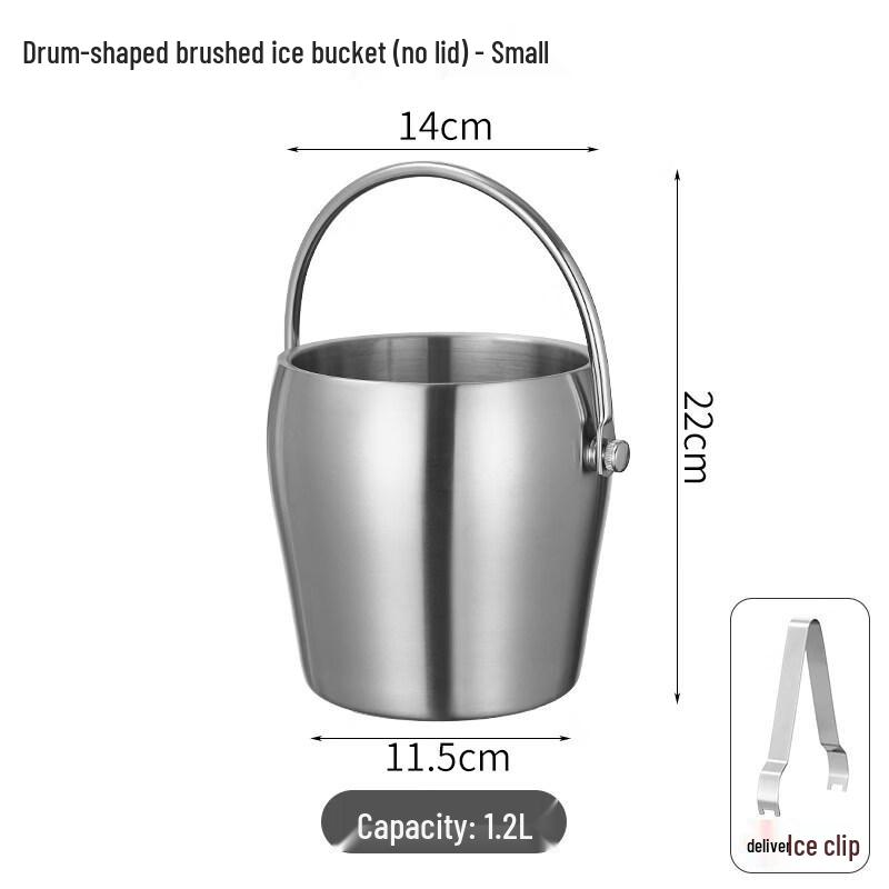 ZISIZ Double-Layer Stainless Steel Insulated Ice Bucket