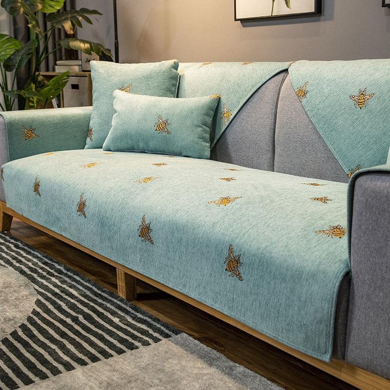 

Коврик для дивана на все времена года, простой и современный чехол для дивана из шенилла, универсальный противоскользящий чехол с рисунком 90*90CM