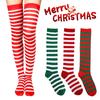Knee Long Striped Socks Christmas Elf Socks Kids Women Thigh Stocking Cosplay