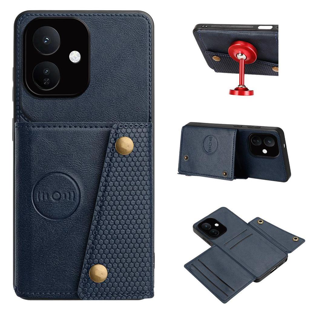Vintage Leather Card Holder Phone Case for Xiaomi Redmi Note 17 Pro 5G Card Pockets Dual Snap Buttons Flip Wallet Shell