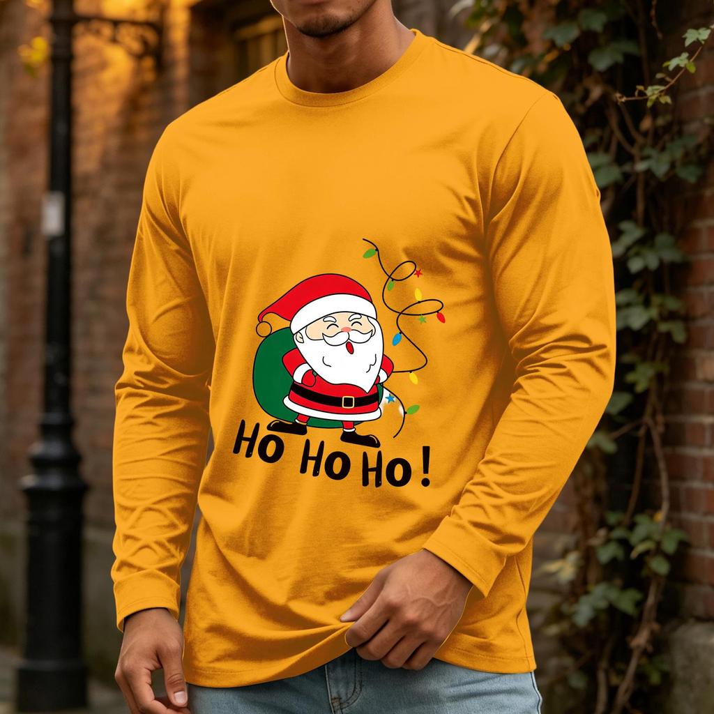 Men's Casual Christmas Long Sleeve Neck Tee