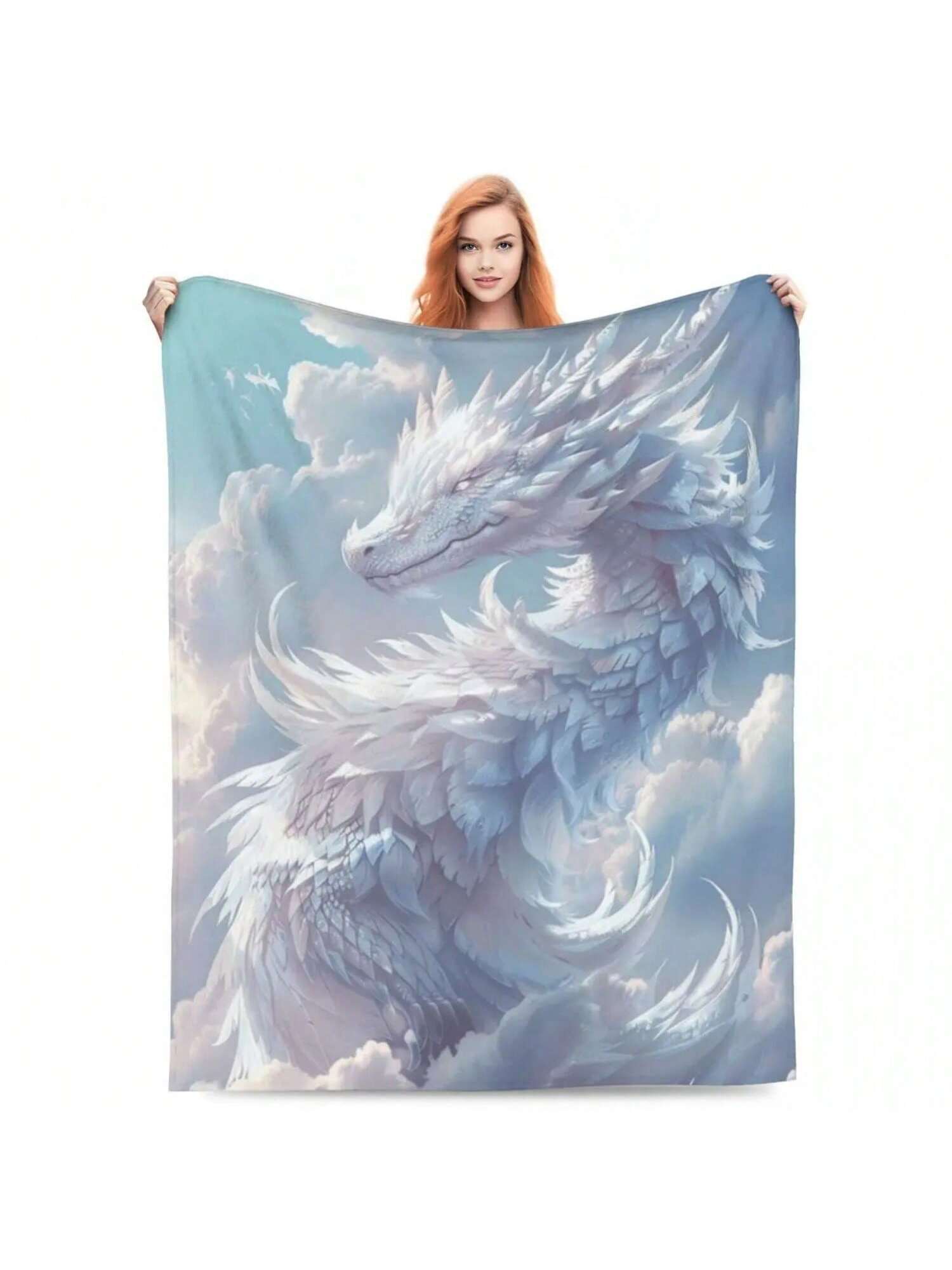 

The Tumbling Dragon Blanket Home Textile Flannel Soft Warm Throw Blanket Bedding Sofa Cover For Gift 75X95CM сірий колір