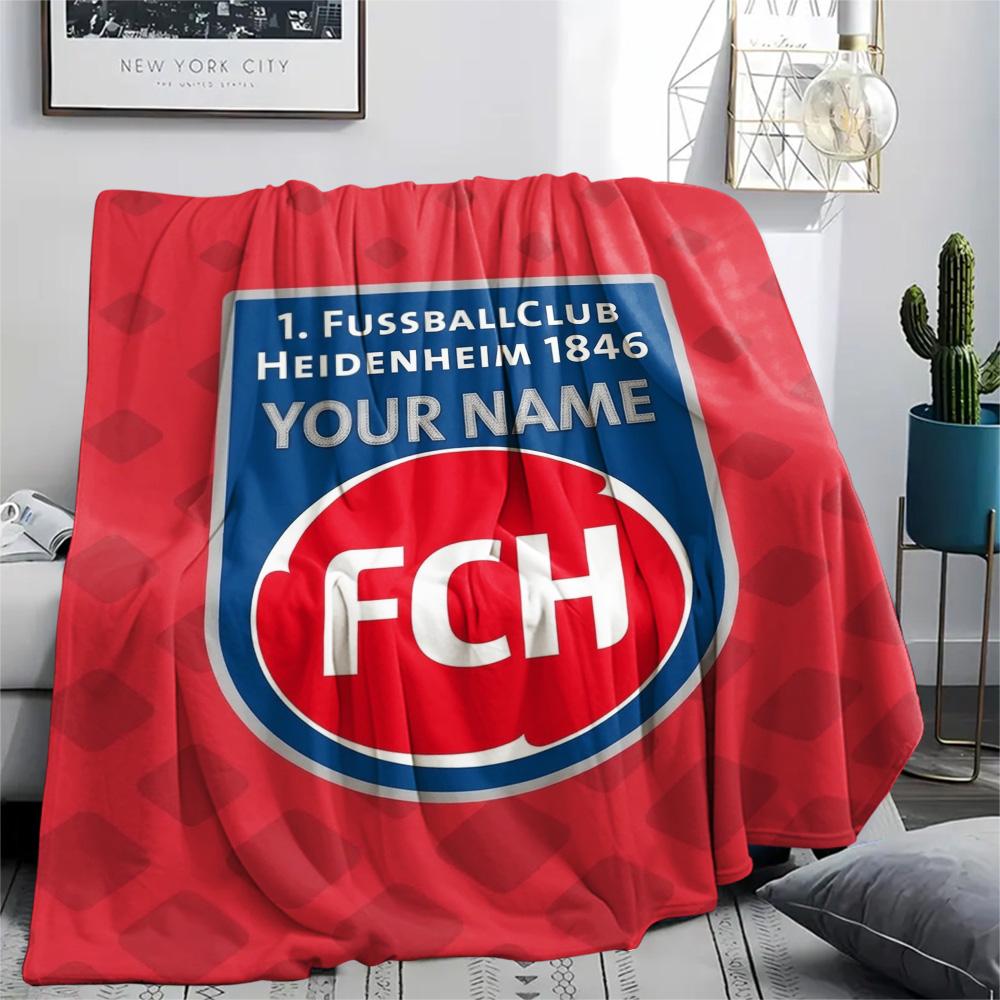 1 Stück FC Heidenheim Wappen Benutzerdefinierter Name Gemustert Flanelldecke Geeignet für Alle Jahreszeiten Für Heimdekoration Wärme Und Komfort Geschenke Feiertagsgeschenk