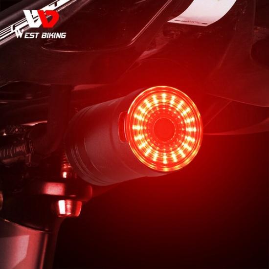WEST BIKING Smart Bicycle Rear Tail Light USB Rechargeable Brake Sensing Light