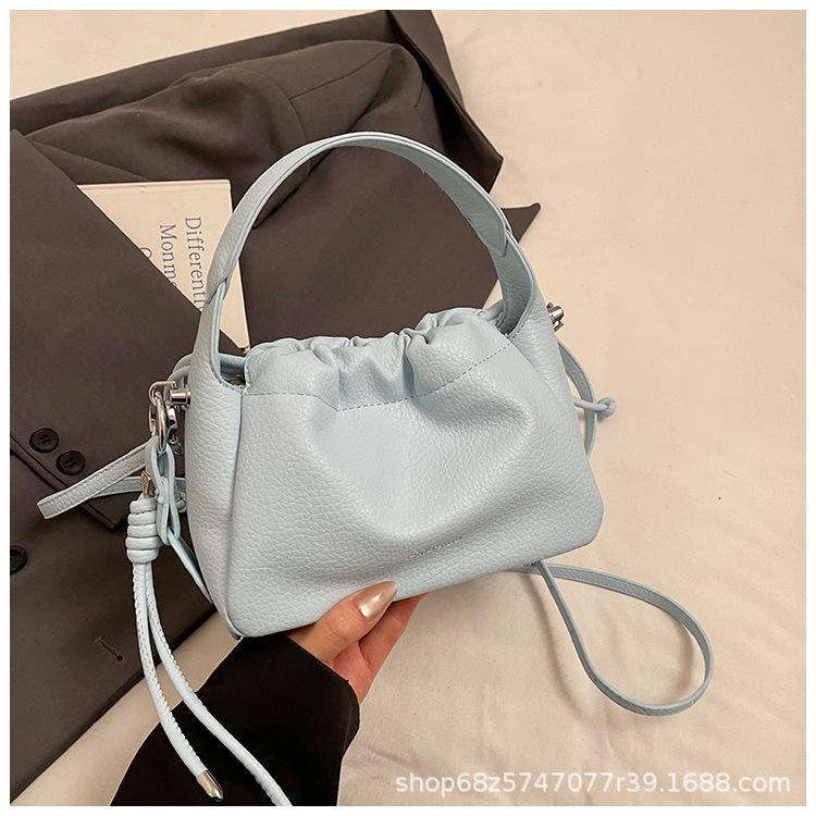 Korean version ins2025 spring new women's bag niche versatile handbag drawstring high-end shoulder messenger bag