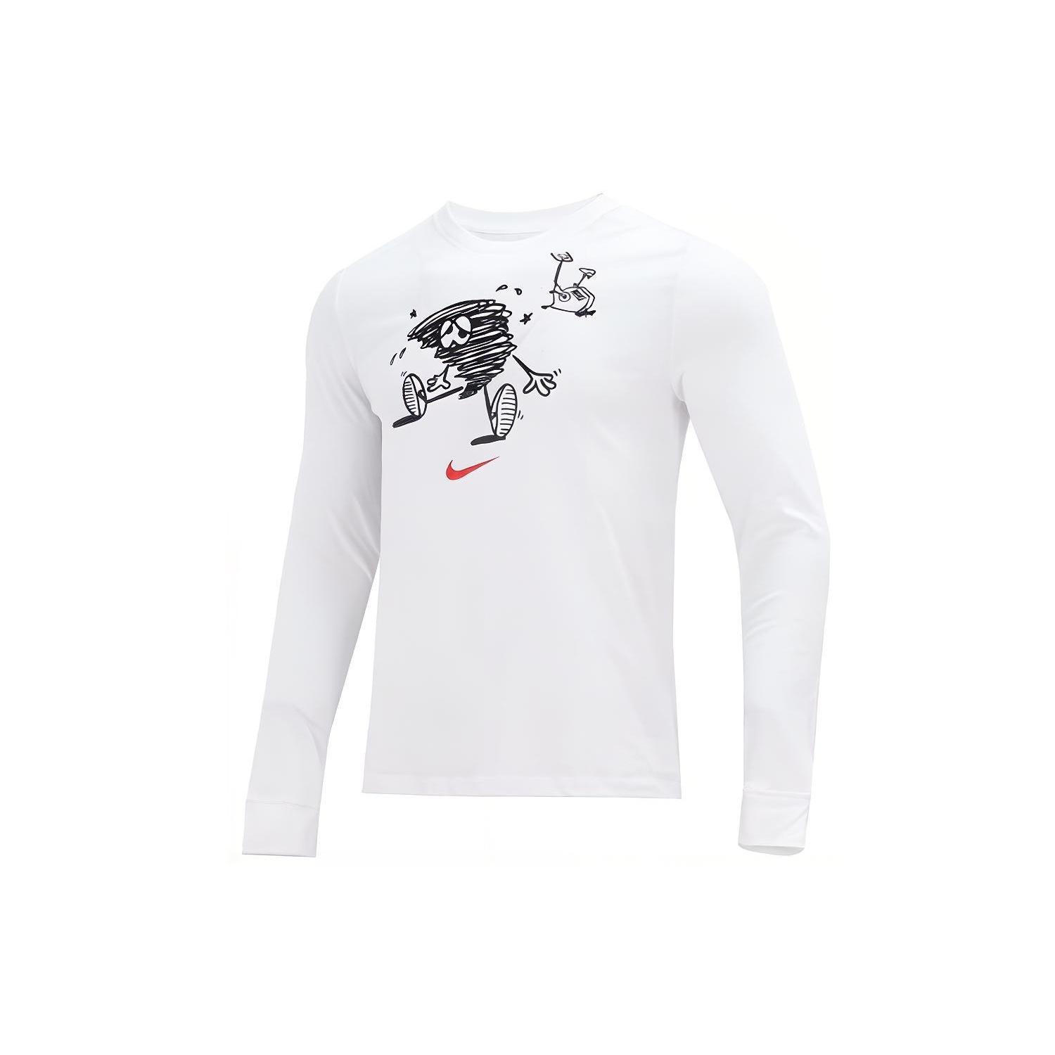 Men s Nike Training Athleisure Casual Sports Long Sleeves Round Neck White T-Shirt DM5693-100 XXL