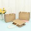 6/12Pcs Burlap Tote Bag Large Capacity Ladies Handheld Shopping Bag Reusable Gift Bags with Handle for Birthday Parties Wedding