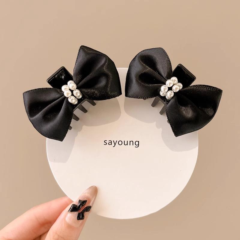 Black Elf Ear Bow Hair Claw Clip - Princess Style Hair Accessory