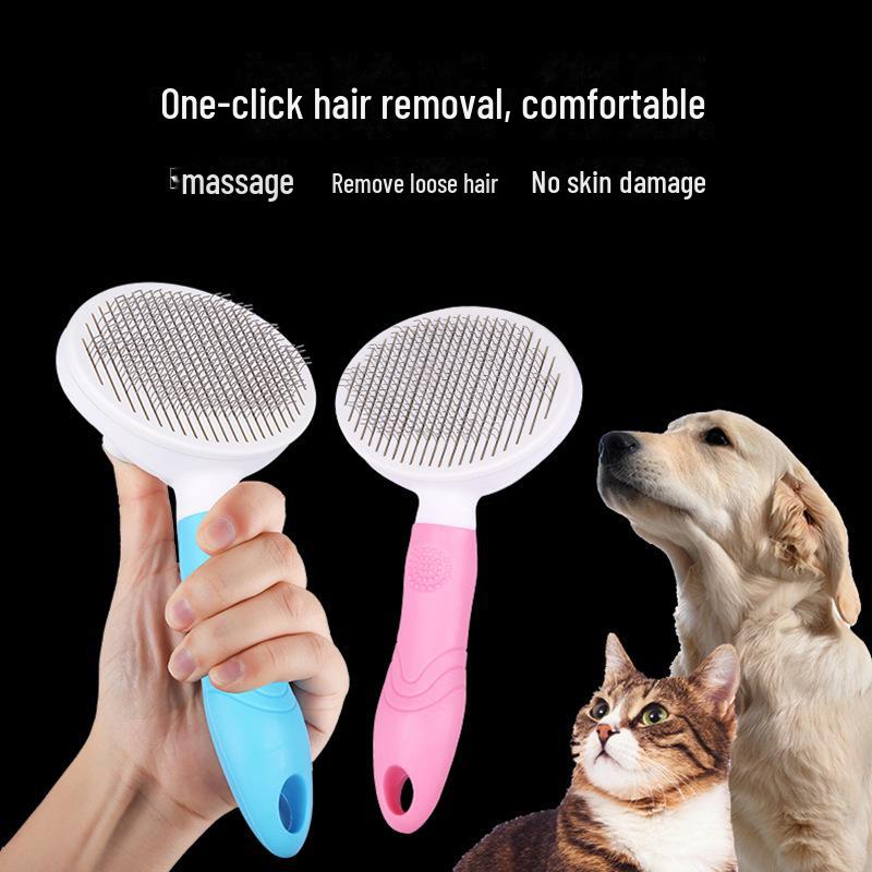 Pente para Gatos com Pelo Grosso e Autolimpeza: Remove Pelos Soltos, Agulhas de Aço Inoxidável, Massagem Confortável, Antiestático, Sem Danos.