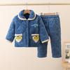 New Pajamas Crystal Flannel Padded Set Autumn And Winter Men'S And Children'S Loungewear Thickened Pajamas To Keep Warm
