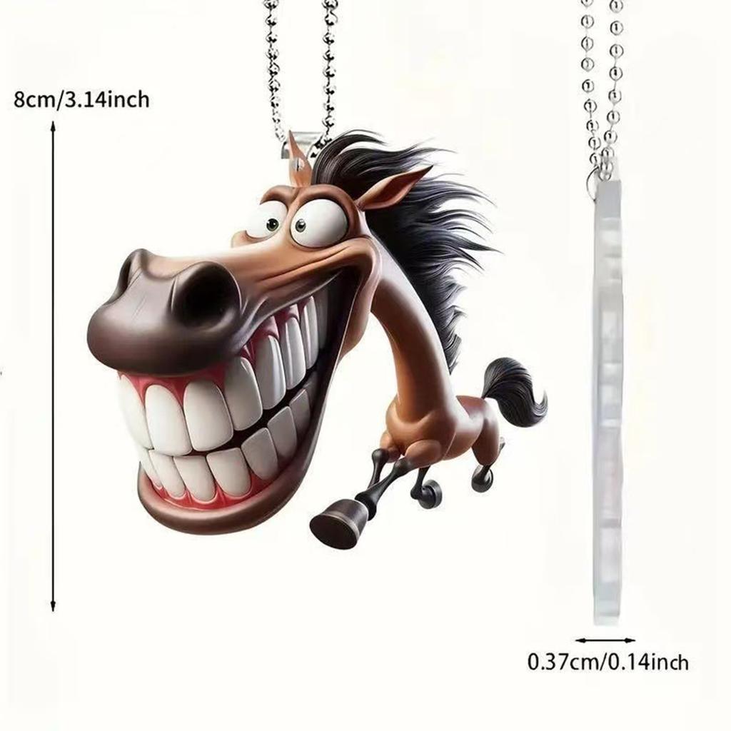 Unique Acrylic Horse Pendan Big Mouth Horse Ornament for Home Car Decor Eye Catching Design Ideal Gift for Animal Lovers