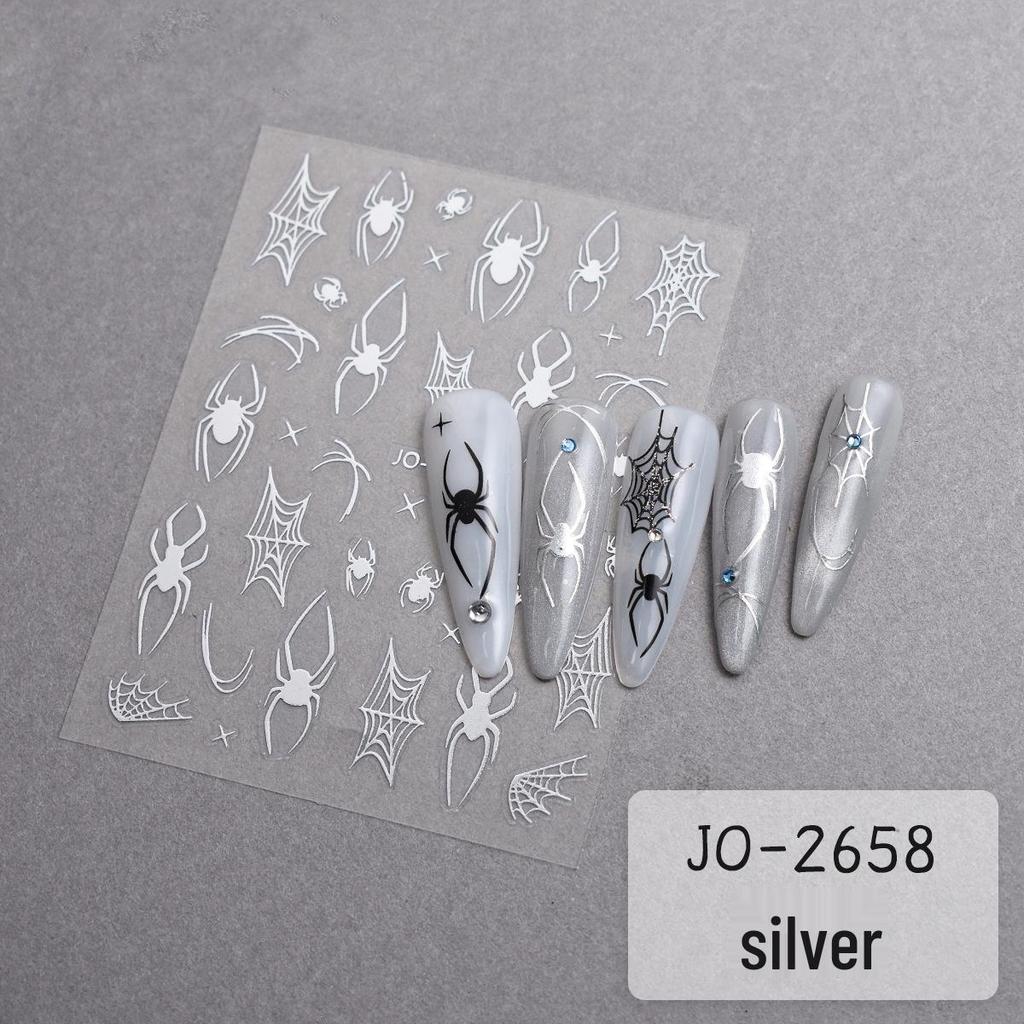 Halloween Red Spider Web Nail Art Stickers – Dark Style Wearable Decorations