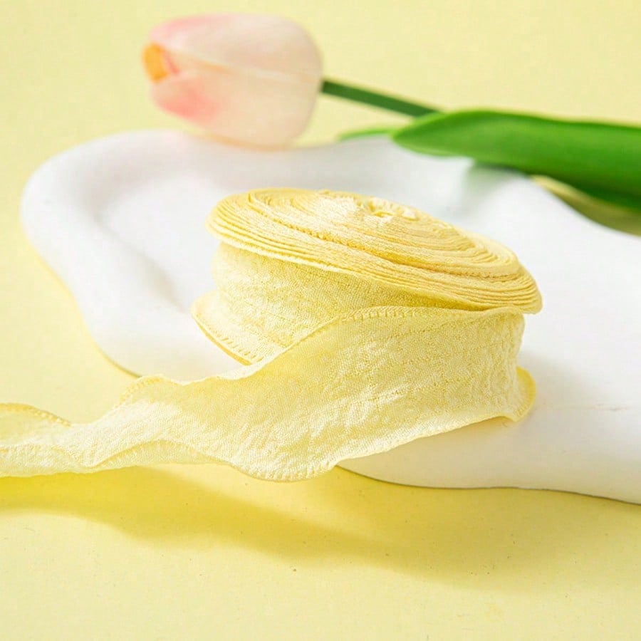 

10 Yards/Roll 0.98inch Ruffle Lace Pleated Ribbon, Flower Bouquet Cake Packaging Ribbon, DIY Handmade Materials Multicolor