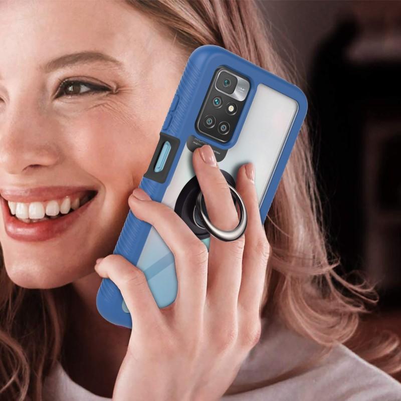 Shockproof Case For Xiaomi Redmi Note 10 Pro 10s 11 9T Mi 10T POCO M3 X3 NFC Ring Holder 3 in 1 Transparent Protect Bumper Cover