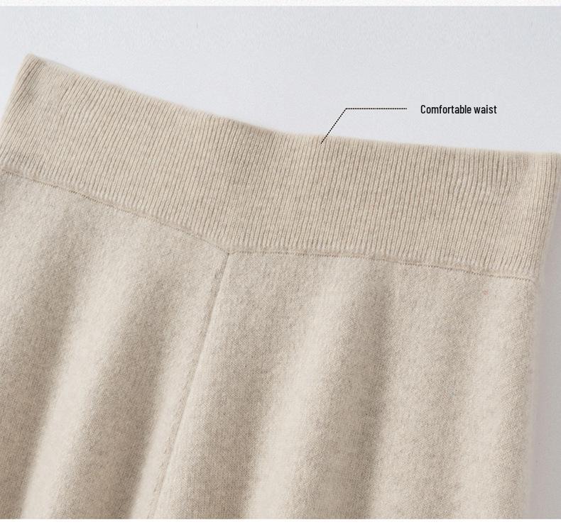 2025 Autumn/Winter Women's High-Waisted 100% Pure Cashmere Thick Midi A-line Skirt - Versatile & Elegant
