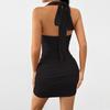 Women's Sexy Backless Pleated Bodycon Fashion Short Dress