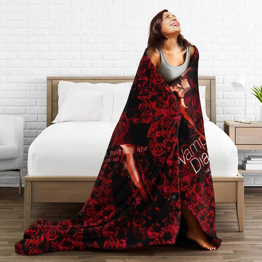 The Vampire Diaries Elena Flannel Blankets Warm Soft Bedding Throws for Bedroom Picnic Street Trend Bedspread Sofa Bed Cover